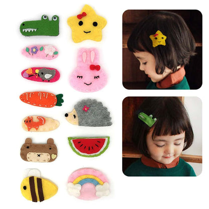 Elesa Miracle Baby Girl Animal Pattern Snap Hair Clips, 12 Piece Set