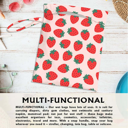 Waterproof Strawberry Pattern Washable Wet Dry Storage Bag