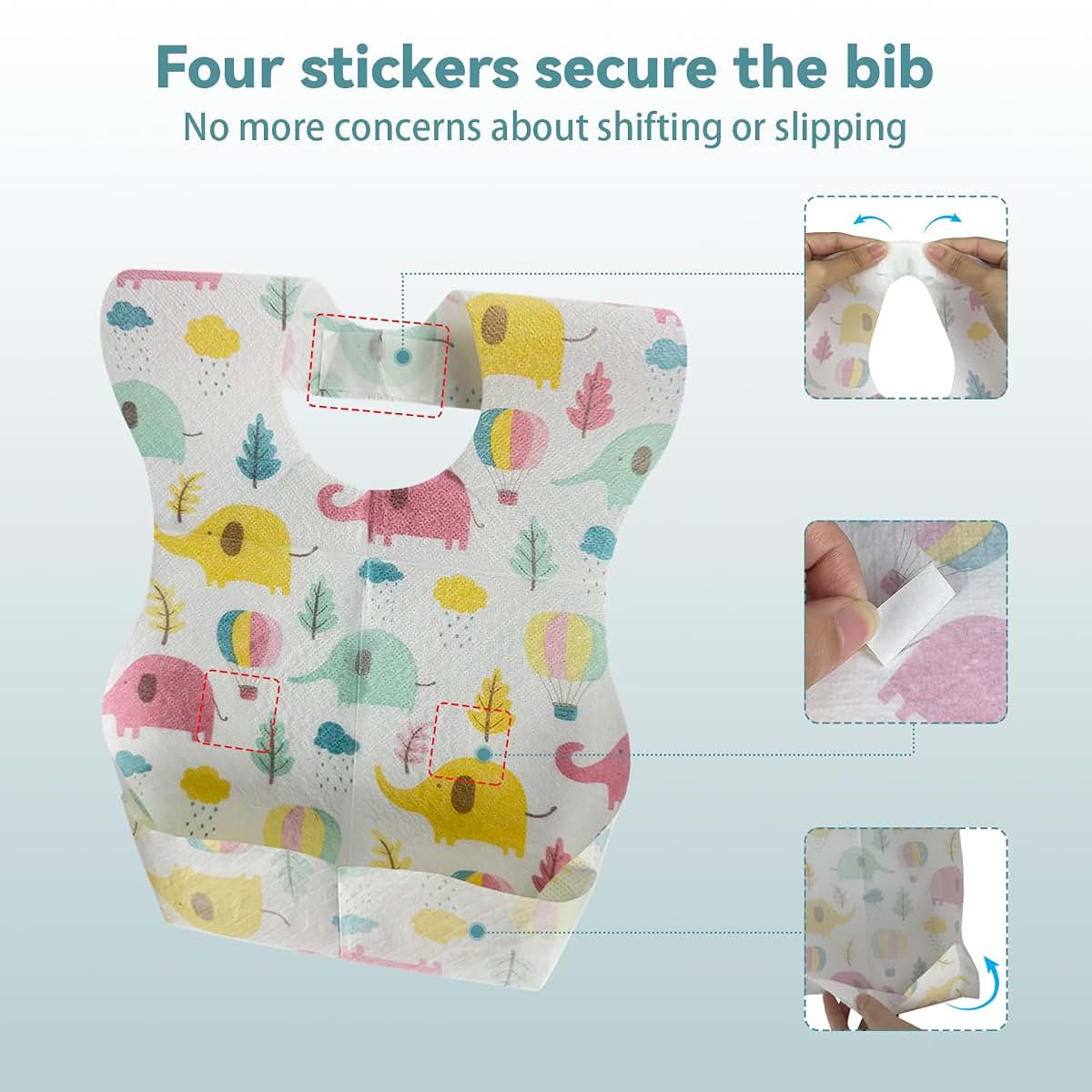 WOOWME 30 Pcs Disposable Bibs Baby for Toddler Feeding (photo 2)