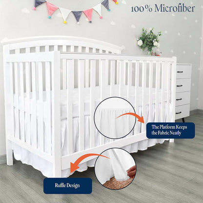 Dee's Collection Ruffled Crib Bed Skirt Mini - 24x42 Inch Nursery Toddler Ruffle Bedding Skirt for Baby Girls, Boys (photo 2)