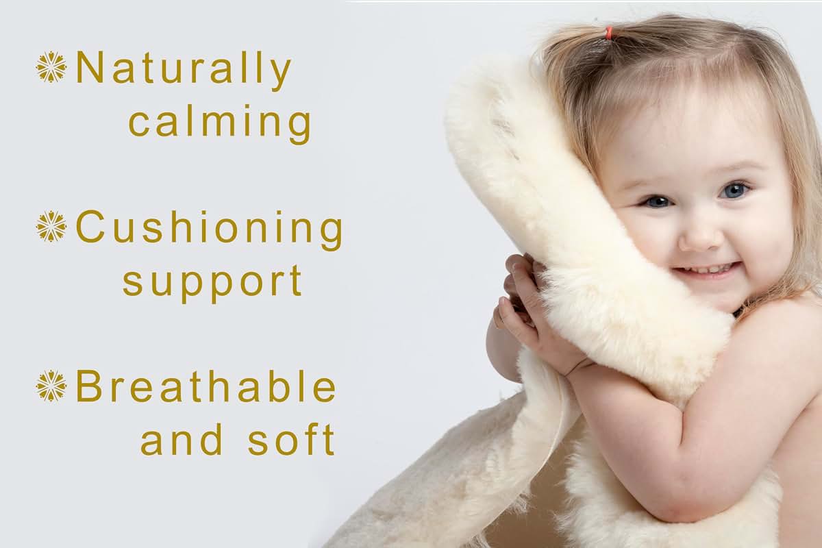 Desert Breeze Distributing Genuine New Zealand Baby Sheepskin, Soft Shorn Wool, Large 34-36 in