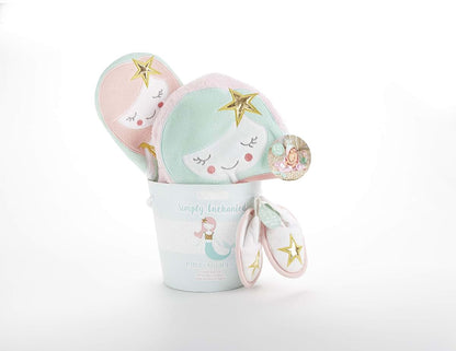 Baby Aspen Simply Enchanted Mermaid 4 Piece Bathtime Gift Set, Pink/Mint/Gold/White, 0-6 Months (photo 3)