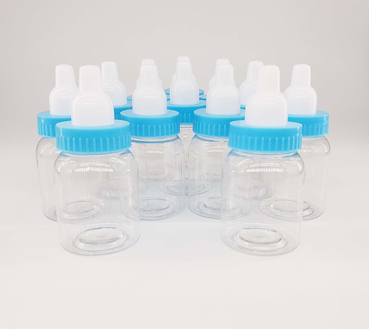 DCRAFTSUPPLY 24 Pcs Blue Mini Baby Bottle Fillable Baby shower Newborn baby Baptism for Girl Boy Birthday Party Décor