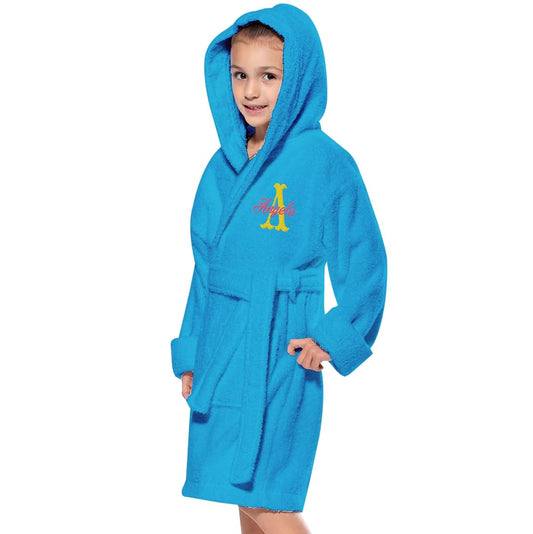 TEEAMORE Personalized Kids Hooded Towel Personalized Beach, Pool, and Bath Cover Up Custom Embroidered Turquoise Towel