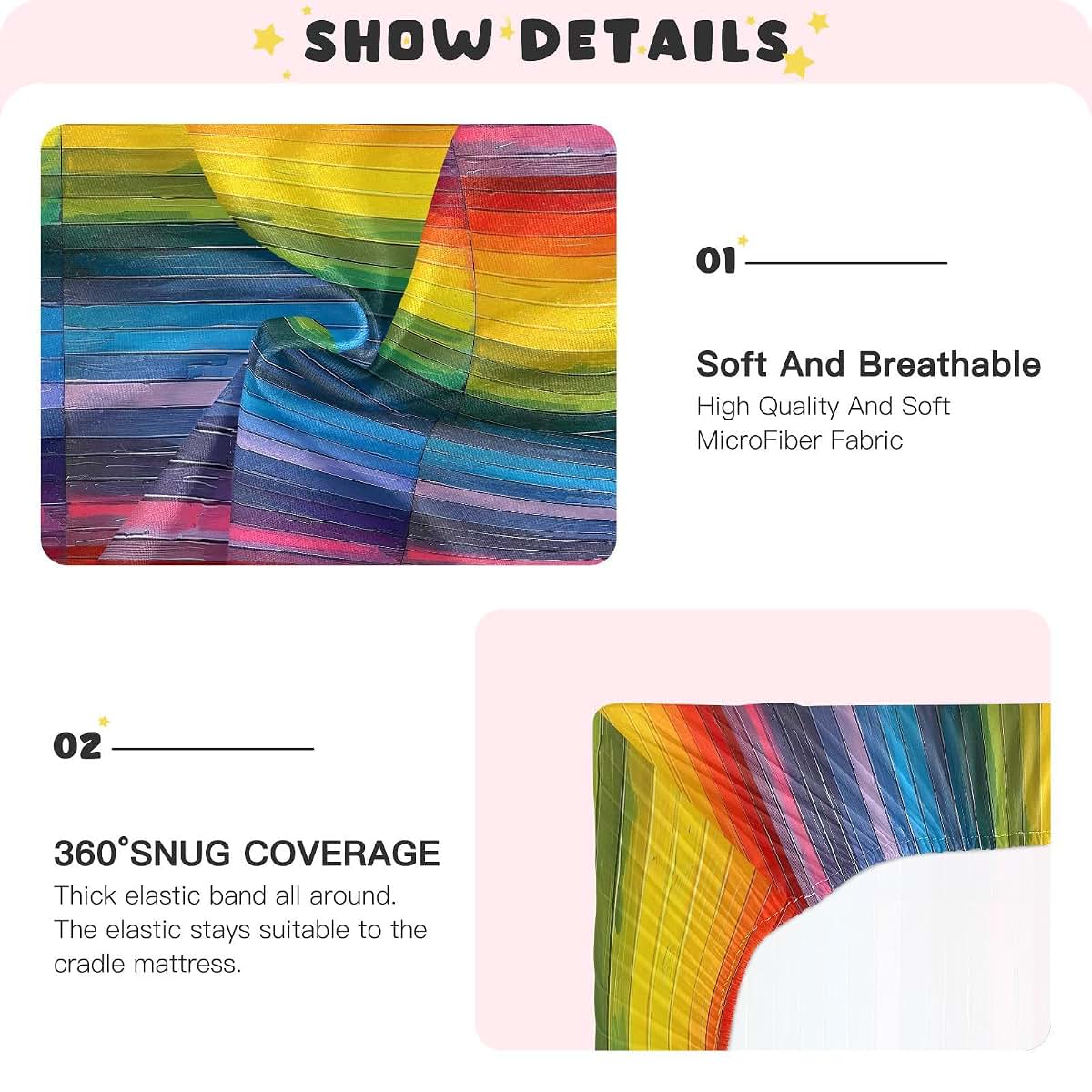 UMIRIKO Rainbow Stripe Pack n Play Sheet