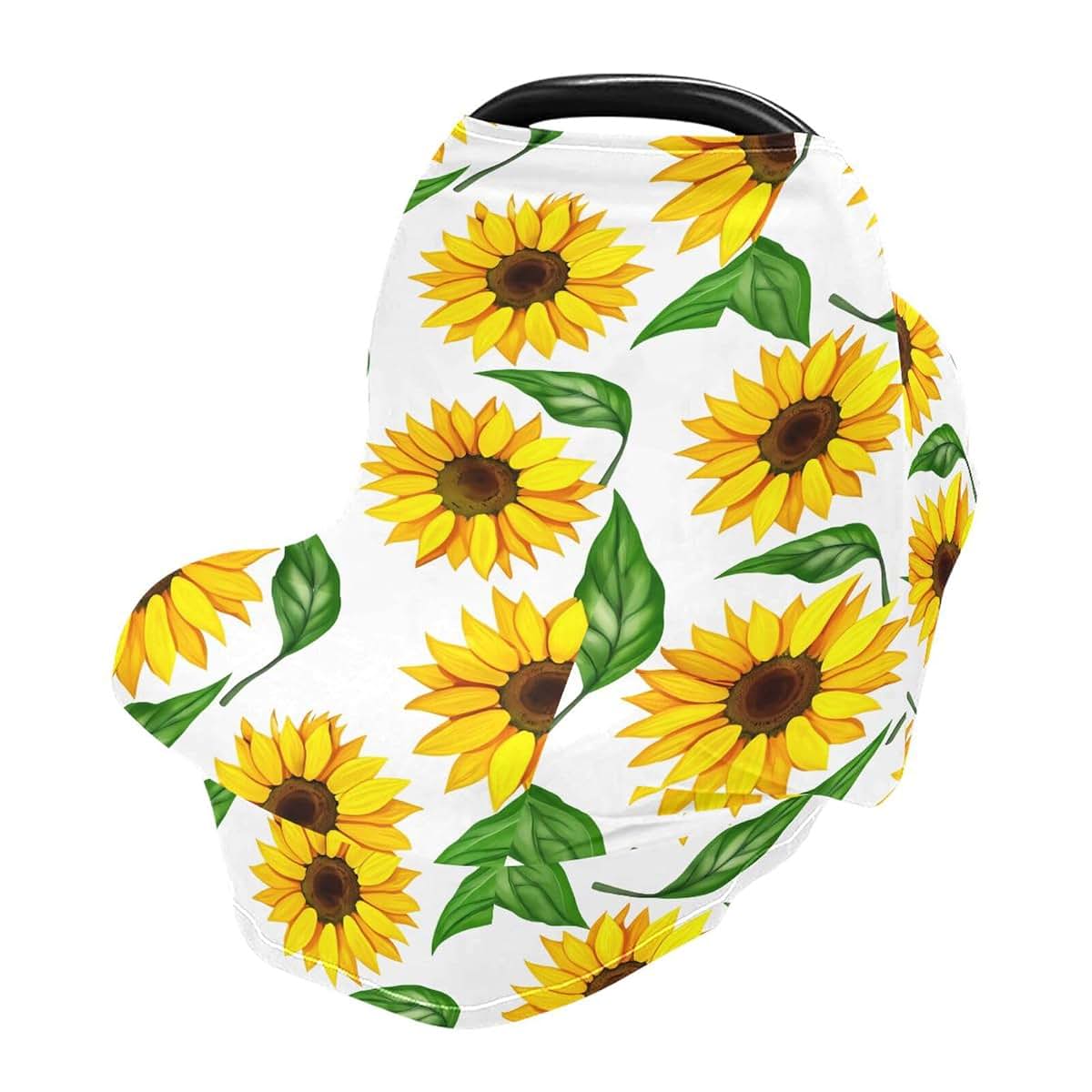 BabyOneStop Leaf Sunflowers Stretchy Multi-Use Car Seat Cover