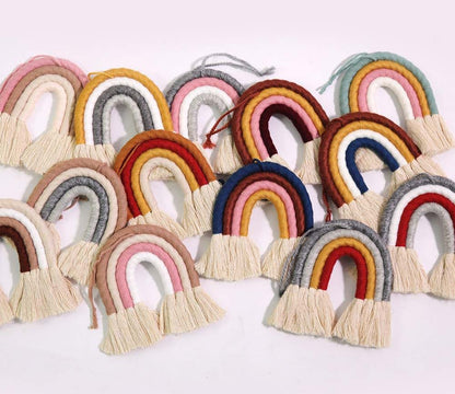 ZWA Handmade Macrame Rainbow Wall Decor for Nursery Kids Room Home Decor