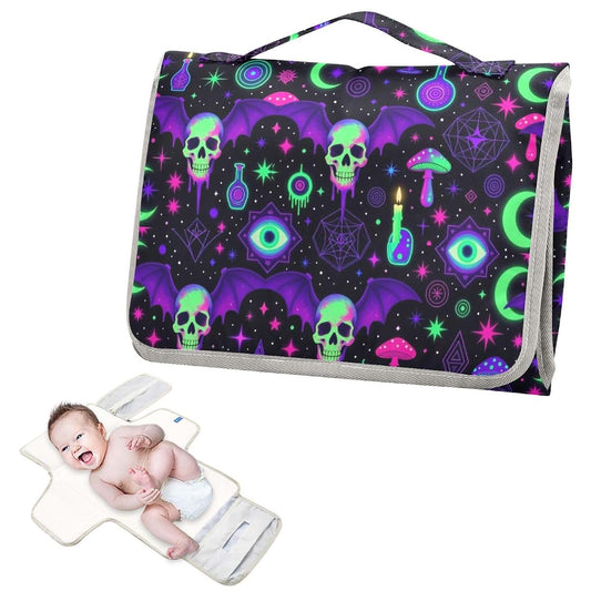 decor gift Reusable Baby Changing pad with Tissue Pocket Goth Halloween Witchy Magical Portable Diaper Changing pad