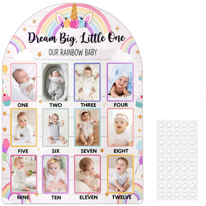 Daco Min My First Year Photo Display Board - Rainbow Milestone Frame