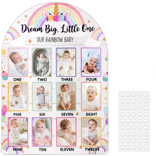 Daco Min My First Year Photo Display Board - Rainbow Milestone Frame