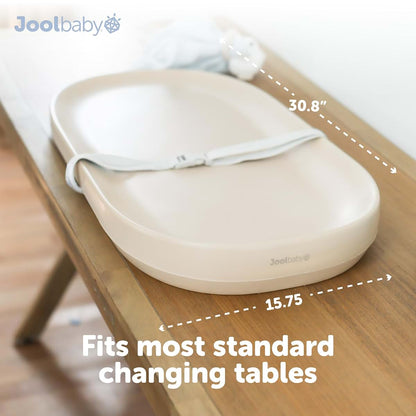Jool Baby Waterproof Changing Pad - Wipe-Clean Foam Cushion with Safety Strap, Oatmeal