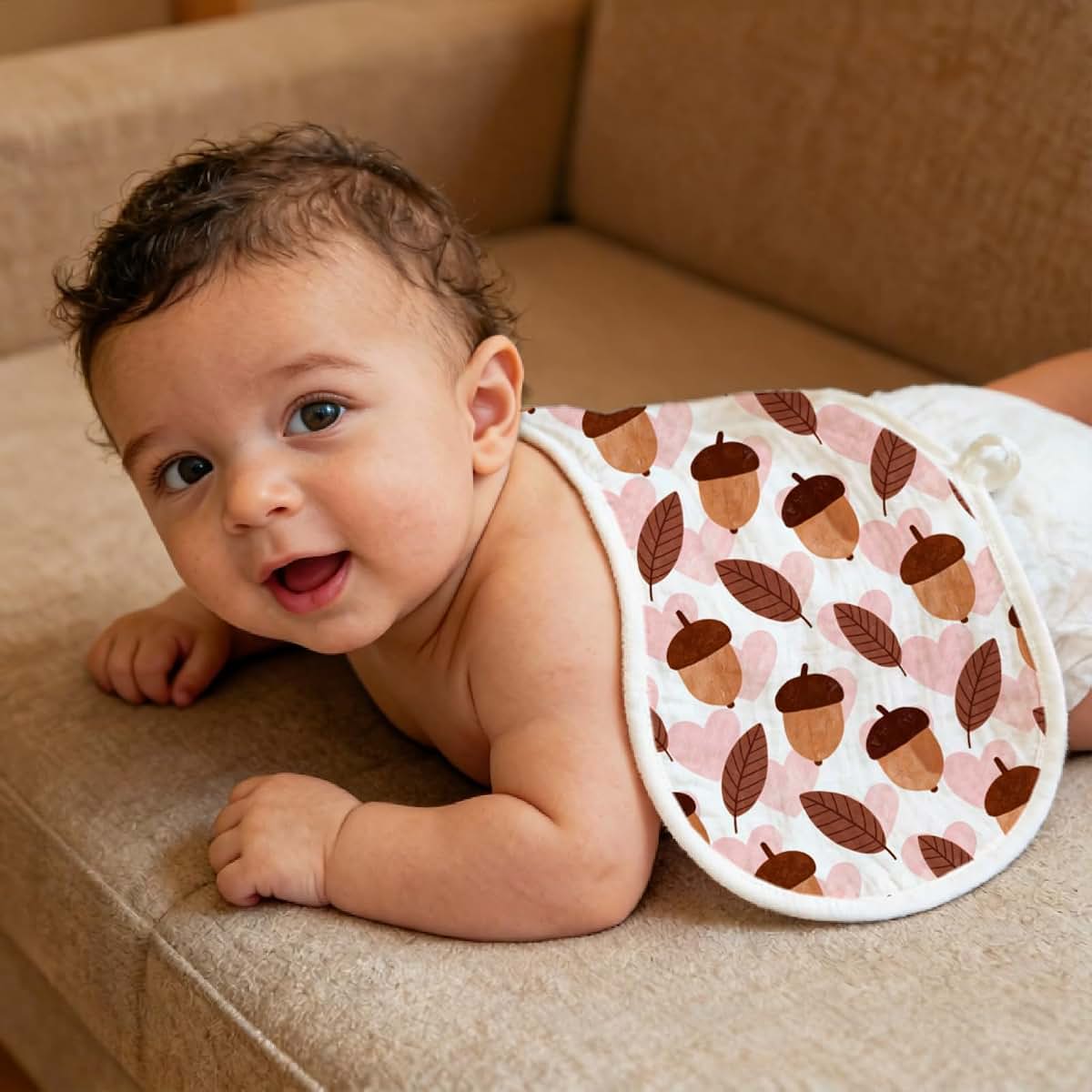Muslin Baby Burp Cloths 6 Pack | Organic Cotton Contour Rags