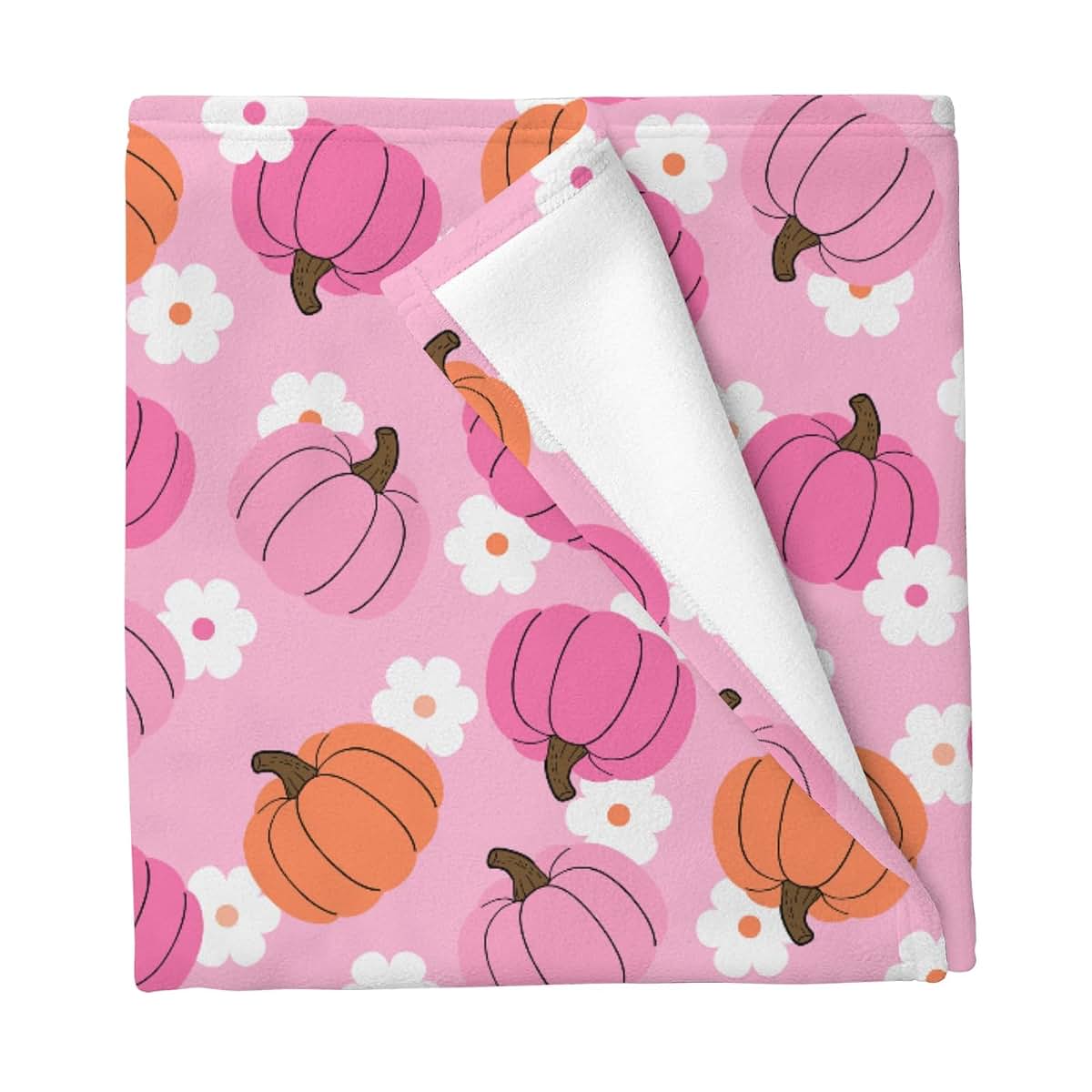 Cstdyfrv Autumn Pumpkin Boho Floral Flannel Baby Blanket