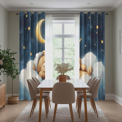 Teddy Bear Print Blackout Curtains for Nursery Bedroom Decor