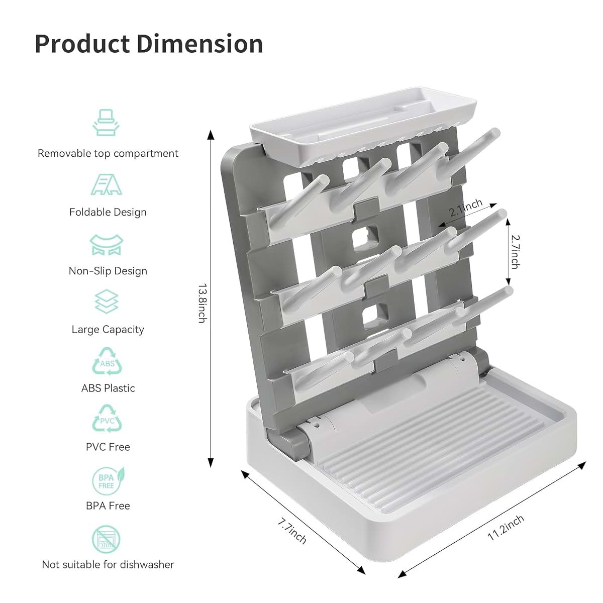 Venuekkuri Baby Bottle Drying Rack, Vertical Standing Bottle Dryer Rack Holder-Space Saving Baby Bottle Drying Rack for