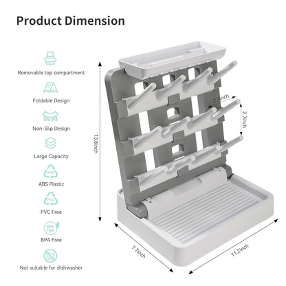 Venuekkuri Baby Bottle Drying Rack, Vertical Standing Bottle Dryer Rack Holder-Space Saving Baby Bottle Drying Rack for
