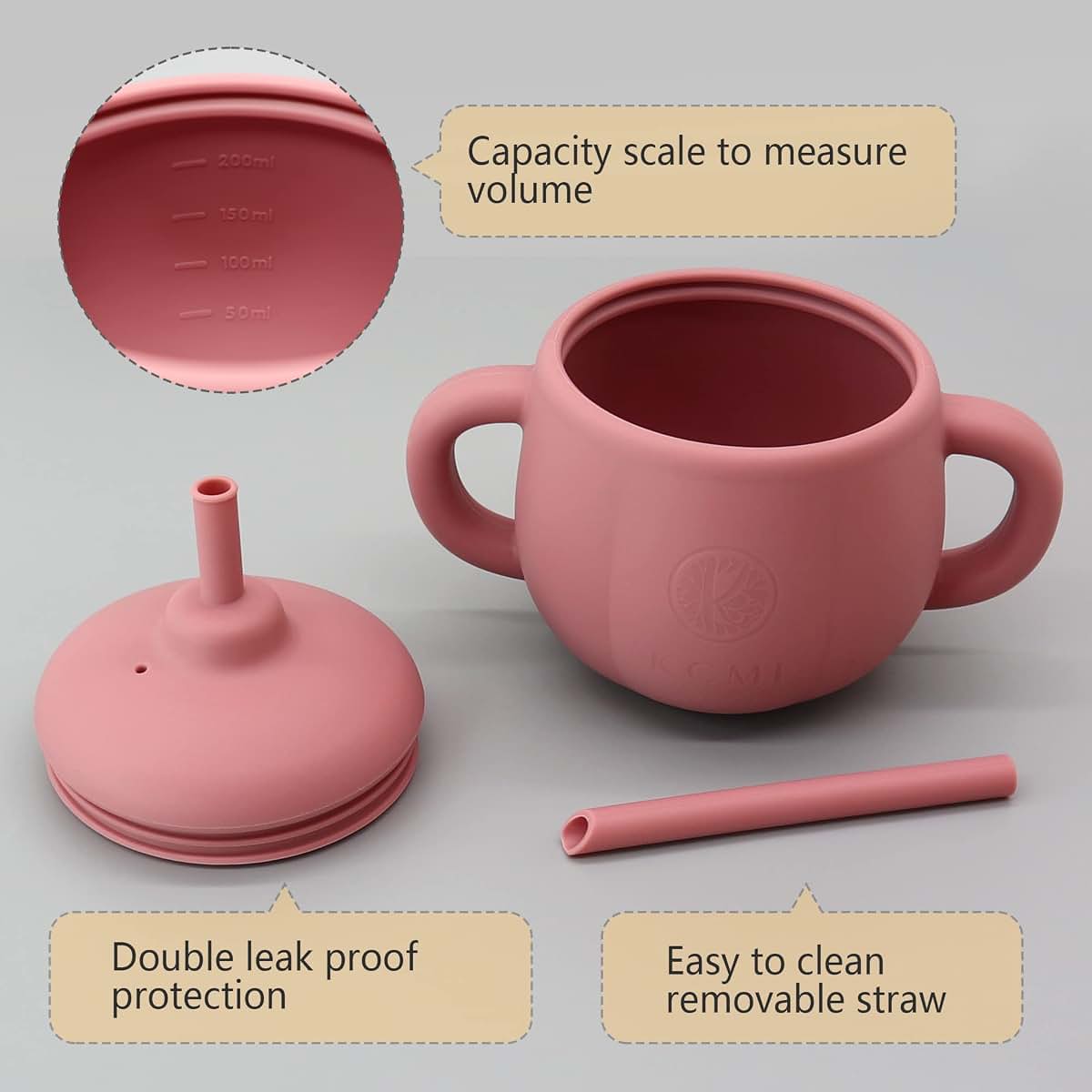 KCMI Silicone Baby Feeding Set 9 Pcs, Pumpkin Baby Led Weaning Kit, Mauve (photo 3)