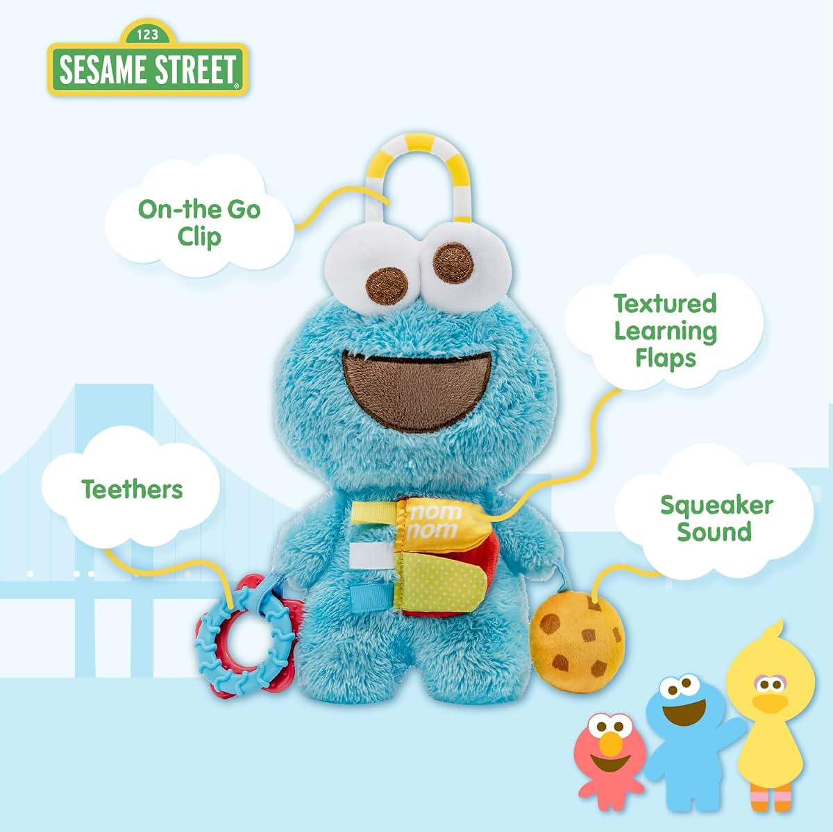 KIDS PREFERRED Sesame Street Cookie Monster Activity Toy With Teething Rings (photo 3)