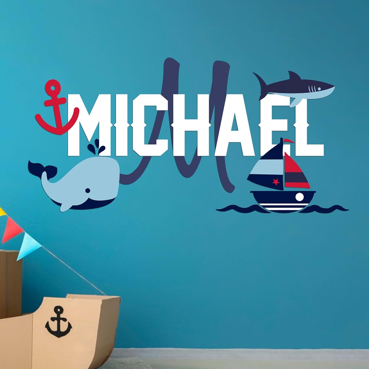 Sioditin Custom Name And Initial Nautical Decor Kids Wall Decals