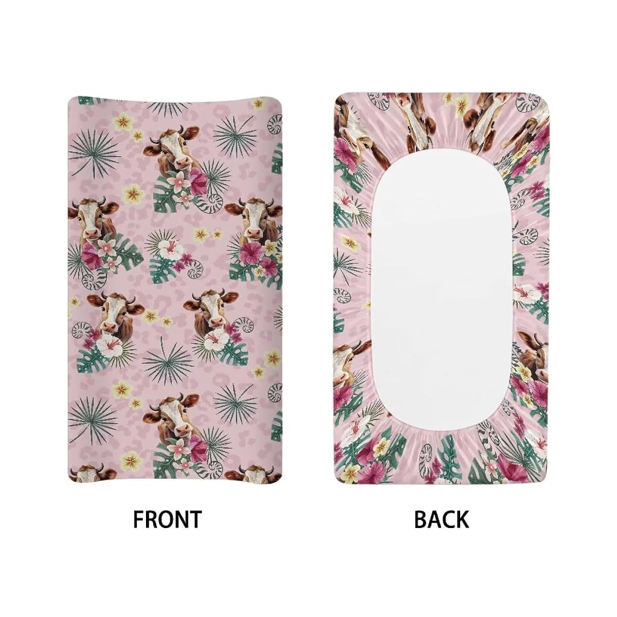 Tongluoye Cow Baby Changing Pad Covers Tropical Palm Tree Leaves Diaper Change Table Sheets for Baby Boys and Girls (photo 2)