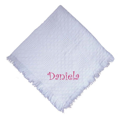 Fastasticdeal Daniela Girl Embroidered Cotton Woven Baby Blanket, White, 36x48