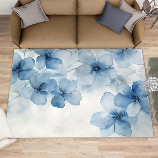 Hygiuid Watercolor Floral Area Rug 4x5 Ink Blue Flowers