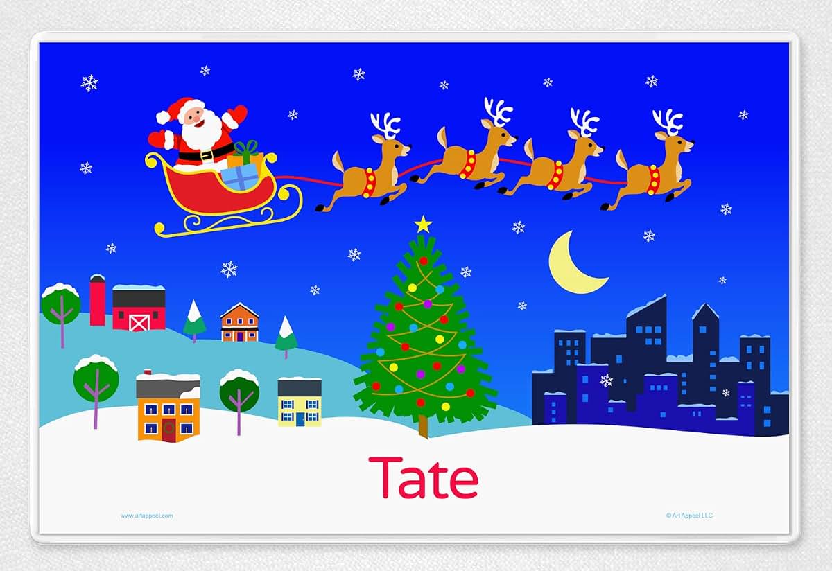 Art Appeel Santa Clause Town Personalized Christmas Placemat For Kids (photo 3)