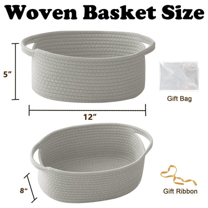 HZFTJOY Small Woven Rope Basket Grey