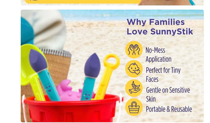 SunnyStik Sunscreen Applicator Starter Set | Mess-Free Foam Sponge for Kids & Toddlers | Applicator + Replacement (photo 3)