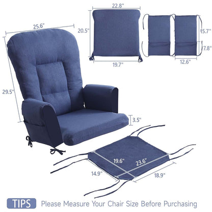 Boshen 5PCS Glider Rocker Replacement Cushions With Ottoman Cover, Blue (photo 2)