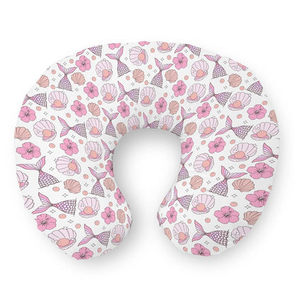 Selgkds Pink Summer Mermaids Seashells Floral Nursing Pillow Covers Boho Neutral Conch Pearls Soft Stretchy Nursing