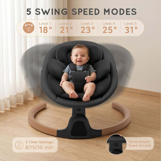 Momzelvi Electric Infant Swing With Bluetooth And Remote Control (photo 2)