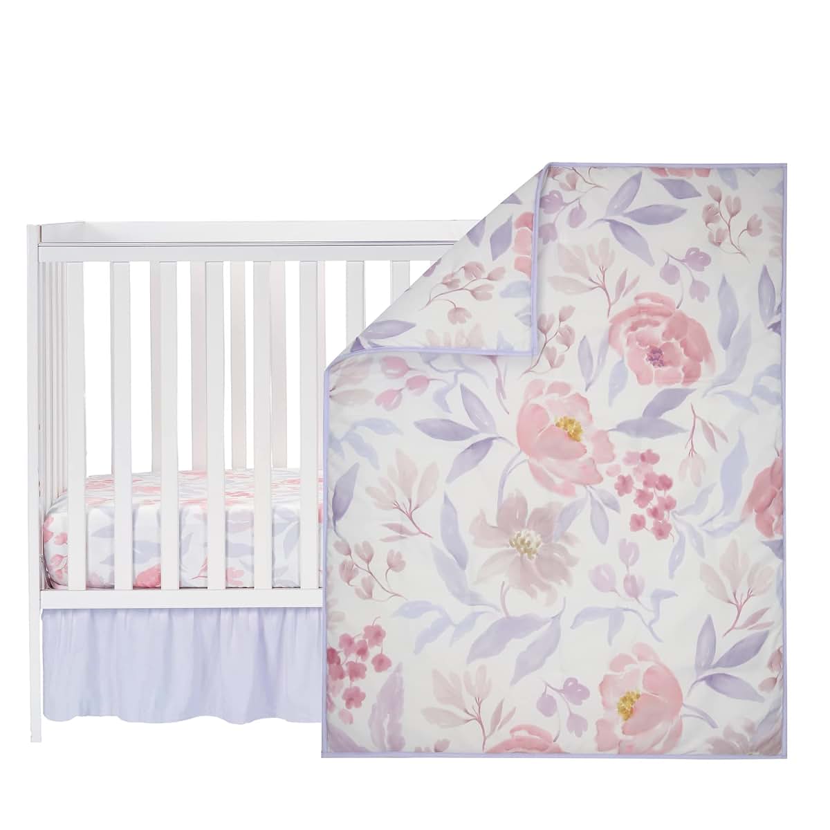 Bedtime Originals Lavender Floral 3-Piece Baby Crib Bedding Set