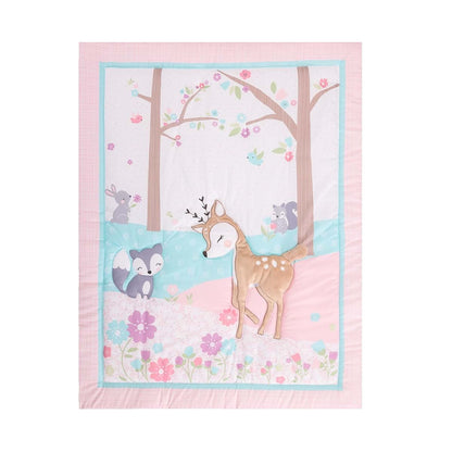 CribMATE 5-Piece Pink Floral Animal Crib Bedding Set (photo 2)