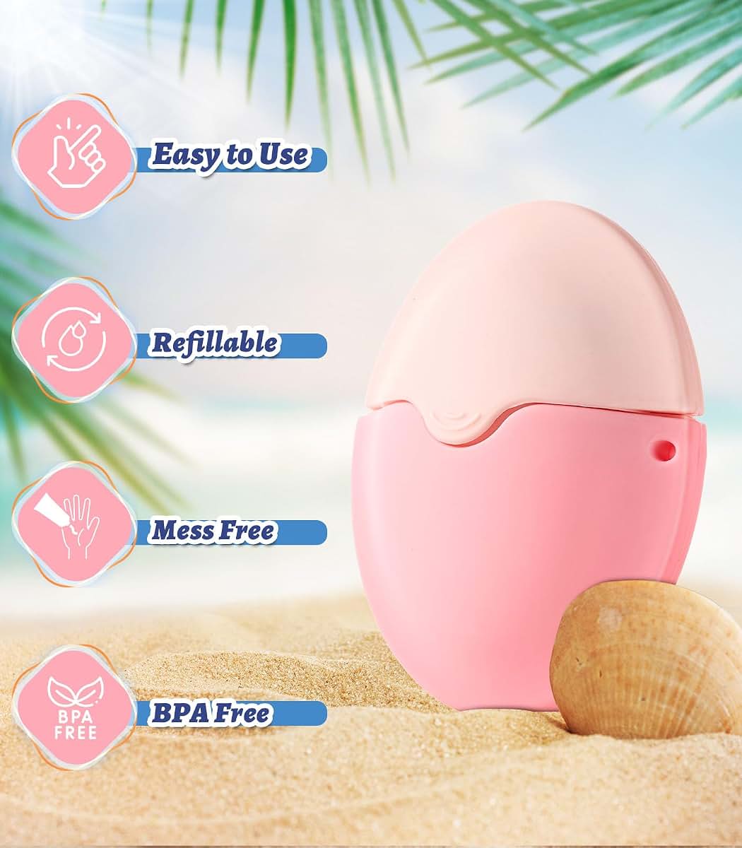 Portable Roll-On Sunscreen Applicator With Sponge Brush And Protective Caps, 55ml