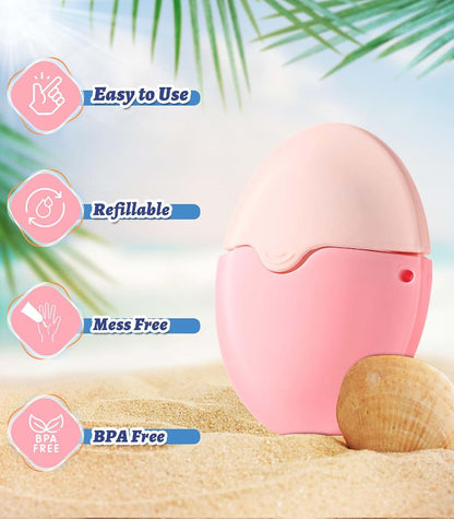 Portable Roll-On Sunscreen Applicator With Sponge Brush And Protective Caps, 55ml