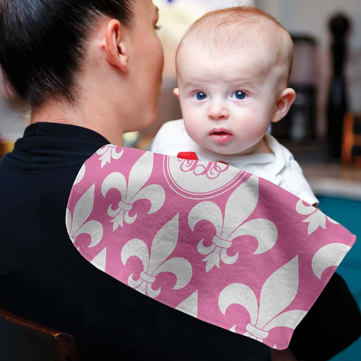 Baby Milano Personalized Fleur De Lis Burp Cloth - Fleece w/Monogram (photo 4)