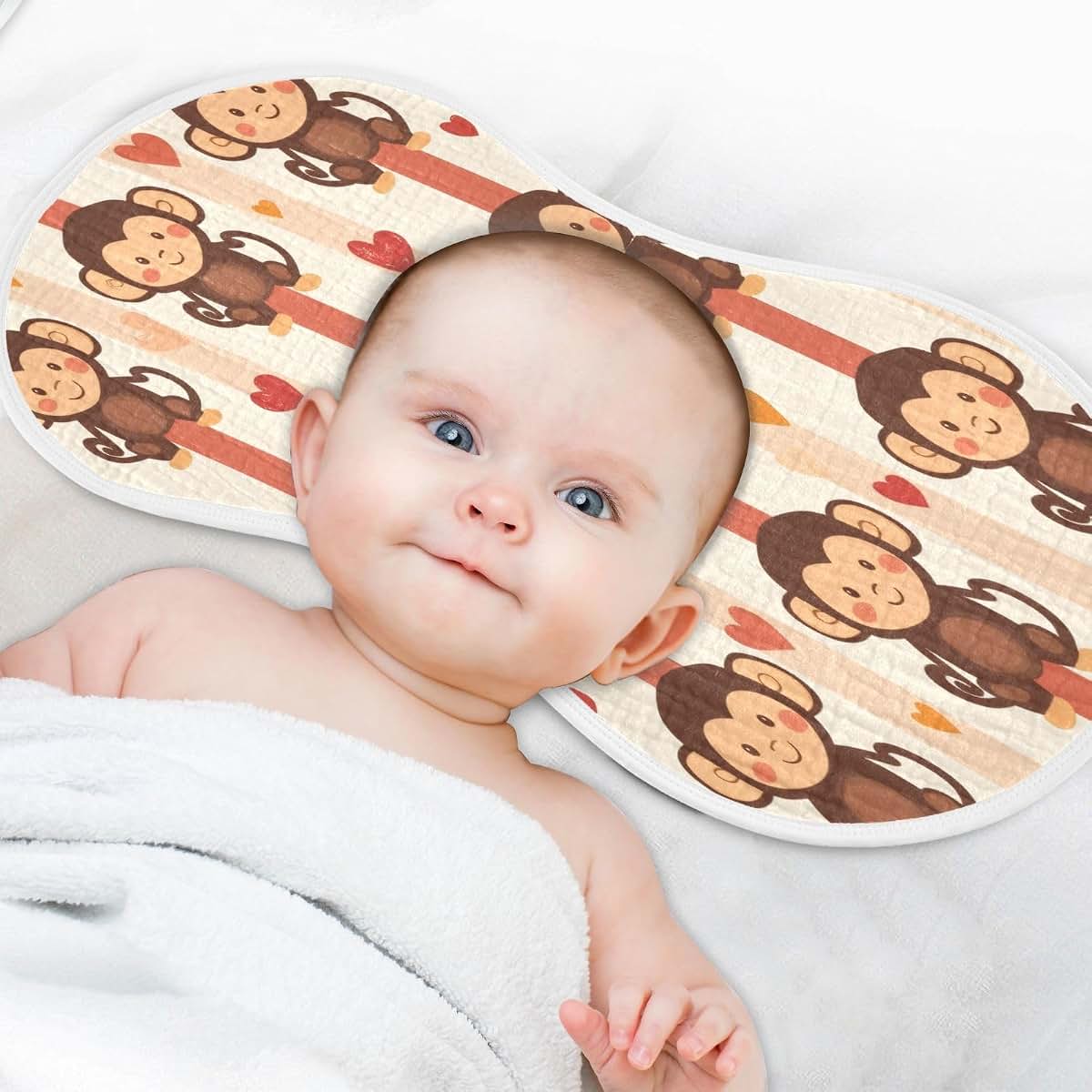 GOODOLD Monkeys Muslin Baby Burp Cloths Set, Cotton, 2 Pack