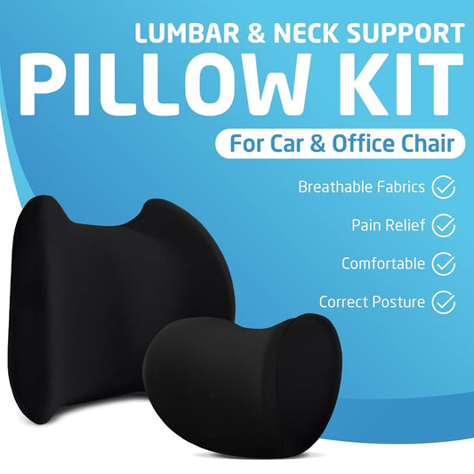 Peaceful Parenting Lumbar & Neck Support Pillow Kit - Adjustable Memory Foam Set