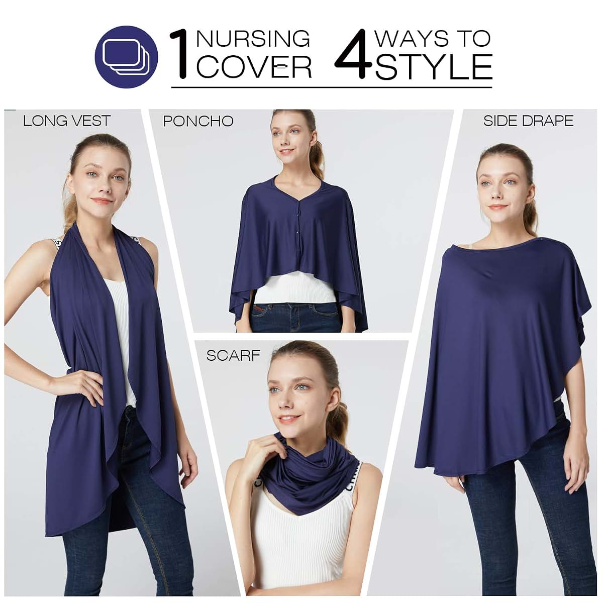 Kefee Kol Nursing Cover and Baby Poncho in Blue (photo 3)
