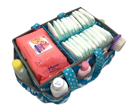 Bacati Mix and Match Nursery Fabric Storage Caddy, Turquoise (photo 3)