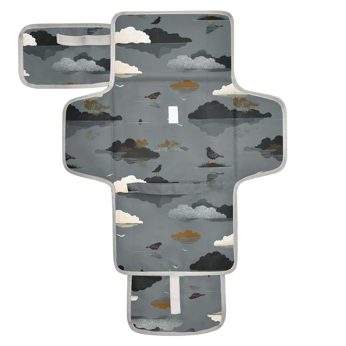 Decor Gift Reusable Baby Changing Mat With Tissue Pocket Cloud Island Gray (photo 2)
