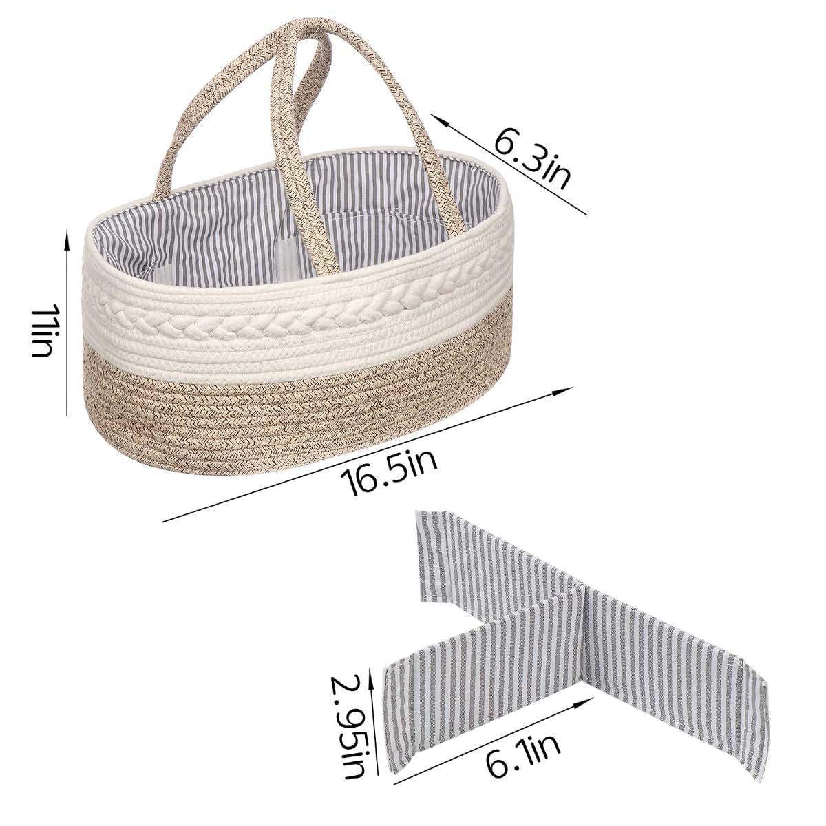 maxgoods Baby Diaper Caddy Organizer with Removable Dividers, Cotton Rope Storage Basket
