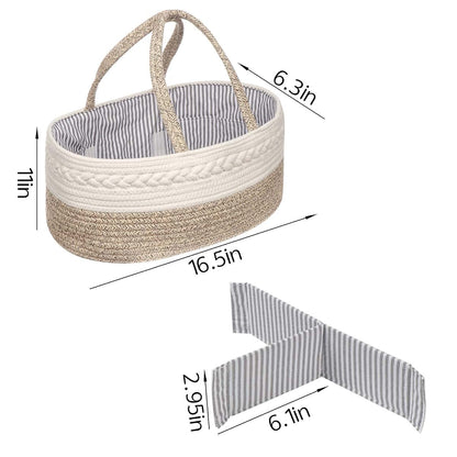 maxgoods Baby Diaper Caddy Organizer with Removable Dividers, Cotton Rope Storage Basket