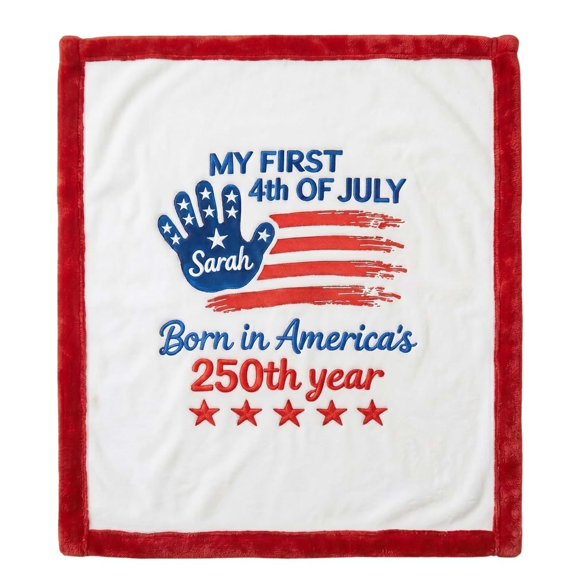 Podcrafted Personalized USA Patriotic Baby Blanket, Double-Sided Flannel