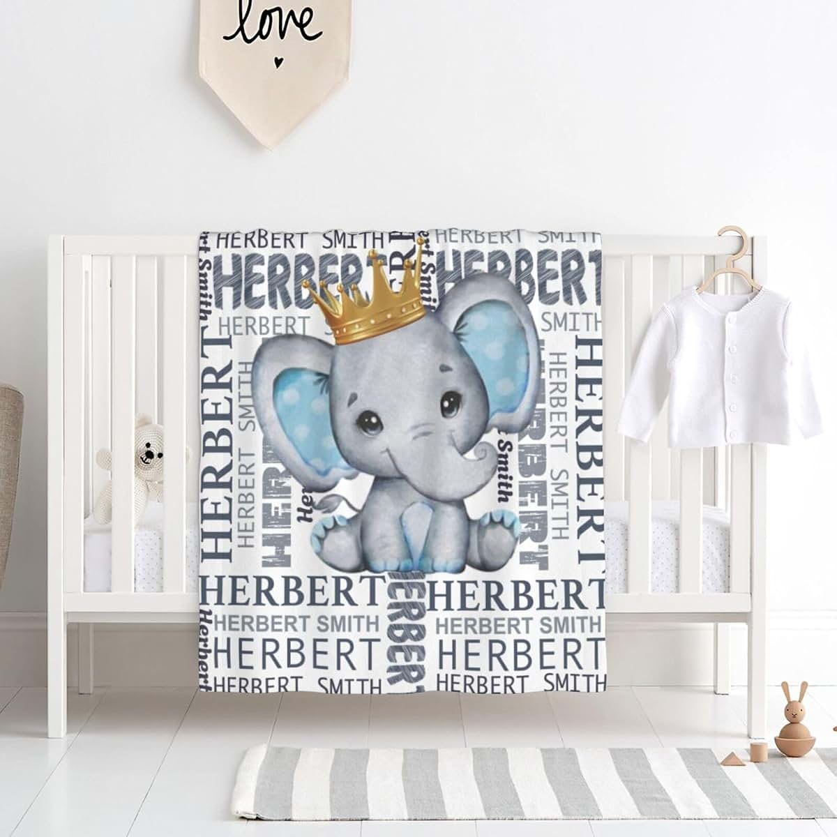OFCCUSTOM Personalized Name Blankets Customized Baby Animal Blankets for Infant Toddler, Baby Gift Blanket for Birthday (photo 2)