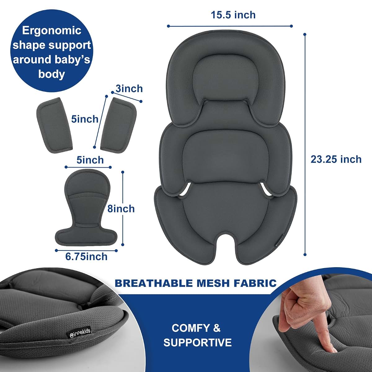 Innokids Head & Body Support Pillow for Newborn Car Seat Insert