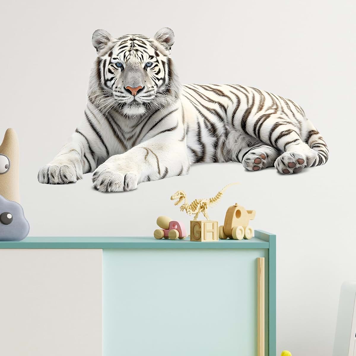 RoyoLam Lying White Tiger Wall Decal Removable Waterproof Vinyl