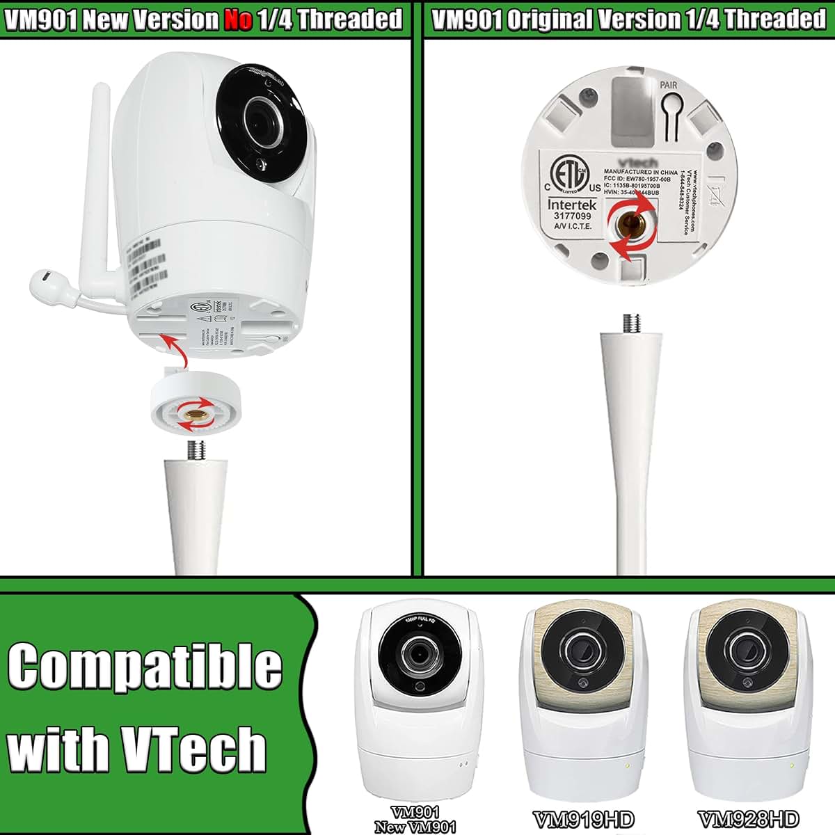 Haloera Baby Monitor Mount for VTech VM901 VM928 VM919HD, 17.5 Inch Flexible Twist Stand
