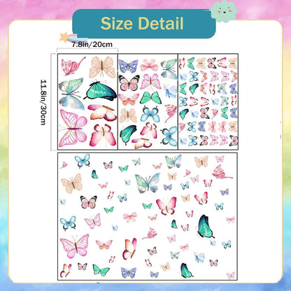 Lotusamber Glow in the Dark Butterfly Wall Decals, 64 Pcs Luminous PVC Stickers for Indoor Walls and Ceilings